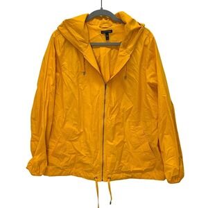 Eileen Fisher Women's Hooded Zip Up Jacket Windbreaker Size L Mango Yellow
